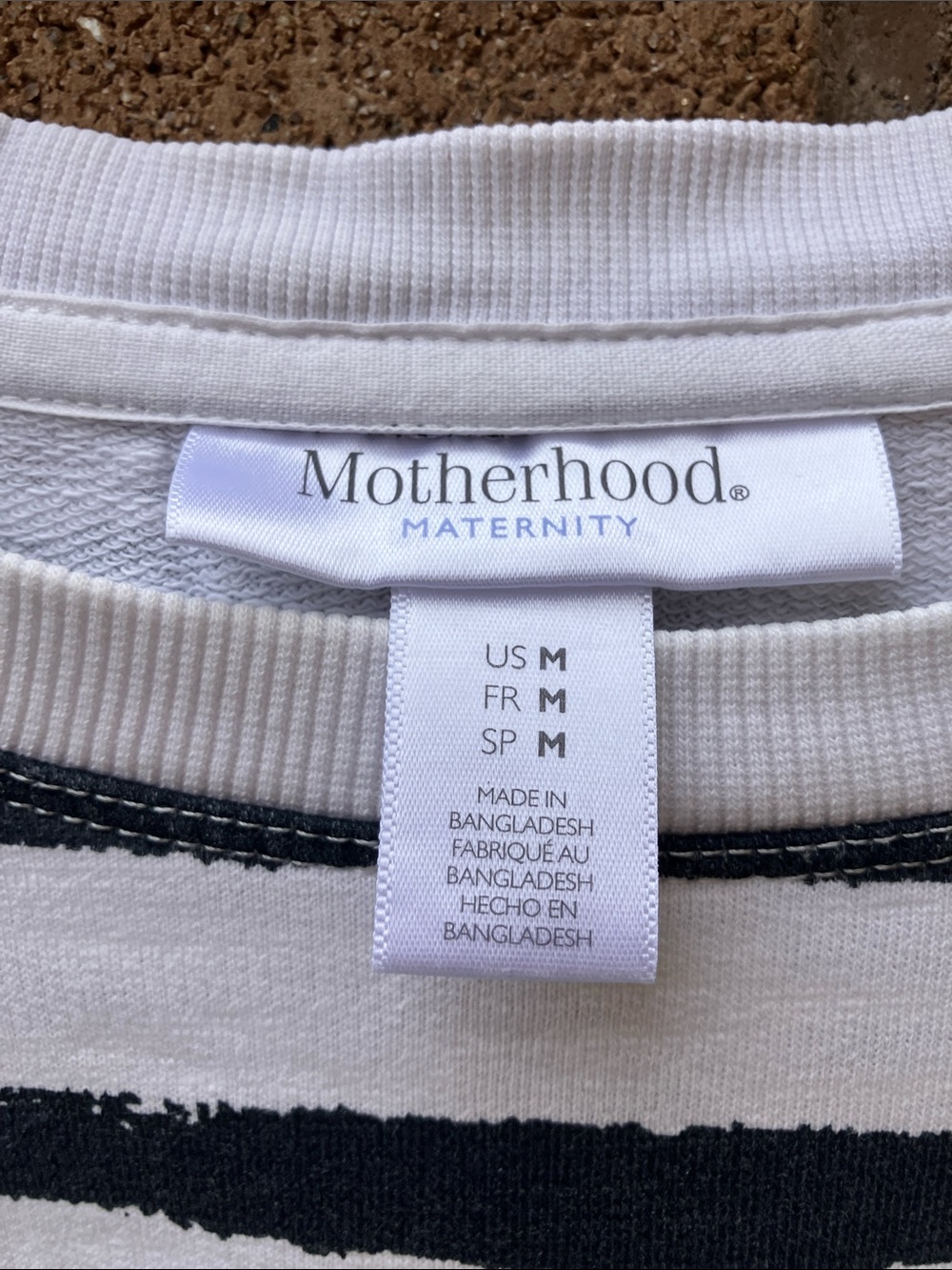 Motherhood Striped Maternity Sweatshirt with Lace-Up Detail - Picture 4 of 5